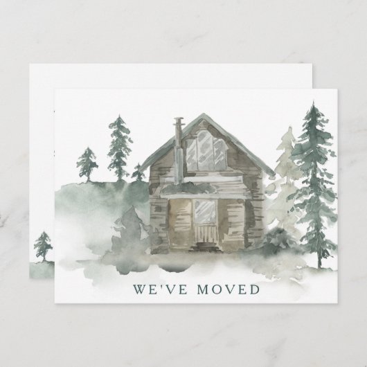 キャビン素朴の水彩新しいホームアドレスを移動 ポストカード (正面/裏面)