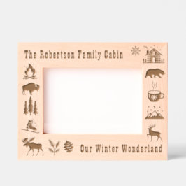 キャビン素朴ウアーウィンターワンダーランド名前をカスタムする5x7 レーザー彫刻フレーム