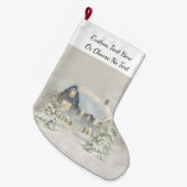 キャビン素朴ウィンタースノーウッドランドフォレスト ラージクリスマスストッキング (正面 (吊り時))