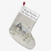 キャビン素朴ウィンタースノーウッドランドフォレスト ラージクリスマスストッキング (正面 (吊り時))