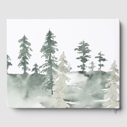 キャビン素朴ウォーターカラーフォレストグリーンウェルカム ゲストブック (裏面)