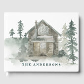 キャビン素朴ウォーターカラーフォレストグリーンウェルカム ゲストブック (正面)