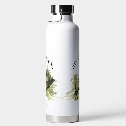 キャビン素朴エルクウッドマウンパーソナライズされたテン ウォーターボトル (右面)