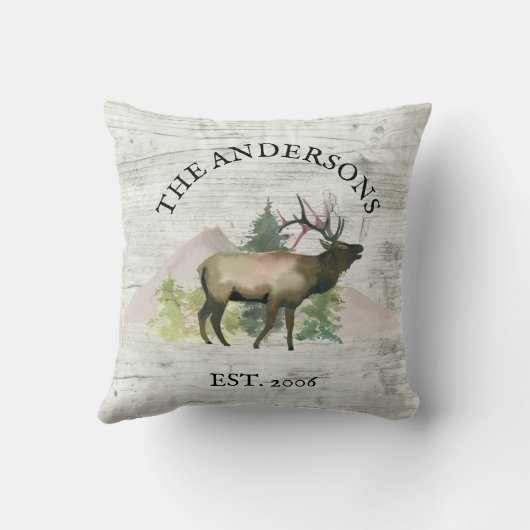 キャビン素朴エルクホワイトウッドマウンパーソナライズされたテン クッション (裏面)