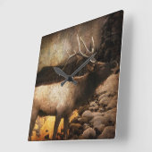 キャビン素朴コテージ森の山エルク スクエア壁時計 (傾斜)