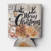 キャビン素朴スタイルとウッドファームハウスクリスマス 缶クーラー (正面)