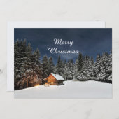 キャビン素朴スノーウィンタークリスマスフラット シーズンカード (正面/裏面)
