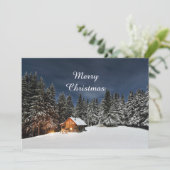 キャビン素朴スノーウィンタークリスマスフラット シーズンカード (スタンド正面)