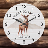 キャビン素朴ディアウッドマウンパーソナライズされたテン ラージ壁時計