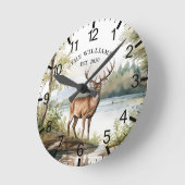 キャビン素朴ディアマウンパーソナライズされたテン ラウンド壁時計 (傾斜)