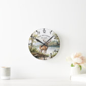 キャビン素朴ディアマウンパーソナライズされたテン ラウンド壁時計 (ホーム)