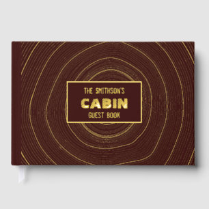 キャビン素朴バケーションホームレンタル金ゴールドツリーリングや輪 ゲストブック