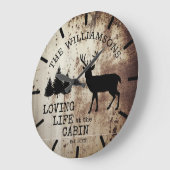 キャビン素朴バック・ディアーでカントリーが愛する生活 ラージ壁時計 (傾斜)