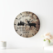 キャビン素朴バック・ディアーでカントリーが愛する生活 ラージ壁時計 (ホーム)