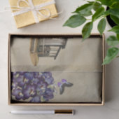 キャビン素朴パープルフローラ蝶デクページ 薄葉紙 (ギフト)