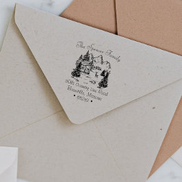 キャビン素朴マウンテンスケッチ差出人住所 セルフインキングスタンプ