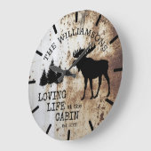 キャビン素朴ムースでのカントリー愛の生活 ラージ壁時計 (傾斜)
