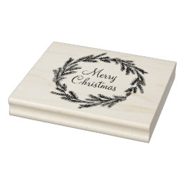 キャビン素朴メリークリスマス冬のリースギフト ラバースタンプ