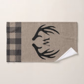 キャビン素朴ロッジ〔雄ジカの〕枝角ハモノグラムのンドタオル ハンドタオル (ハンドタオル)