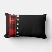 キャビン赤い格子柄のクマの前刷り ランバークッション (正面)