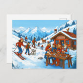 キャビン魔法とスキー シーズンポストカード (正面/裏面)