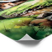 キャビン・イン・ザ・ウッズ・スプリングタイムの水彩 ポスター (角)