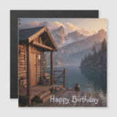 キャビン・オン・ザ・レイク磁気誕生日・カード (正面/裏面)