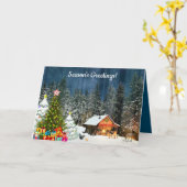 キャビン・クリスマス カード (黄色い花)