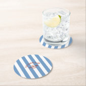キャビン クルー カスタム クレスト ブルー パーク ストライプ ラウンドペーパーコースター (インサイチュ)