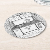 キャビン・ストーブ ラウンドペーパーコースター (アングル)