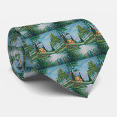 キャビン・バイ・ザ・ストリーム・オイル・ペインティング ネクタイ (ロール)