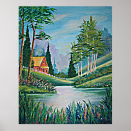 キャビン・バイ・ザ・ストリーム・オイル・ペインティング・ポスター ポスター