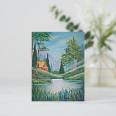 キャビン・バイ・ザ・ストリーム・オイル・ペインティング ポストカード (スタンド正面)