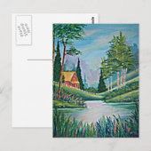 キャビン・バイ・ザ・ストリーム・オイル・ペインティング ポストカード (正面/裏面)