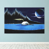 "キャビン・バイ・ザ・レイク"ストレッチされたキャンバス印刷。 キャンバスプリント (インサイチュ (ウッドフロア))