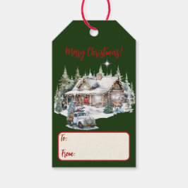 キャビン・ホリデー・カードからのメリークリスマス ギフトタグ