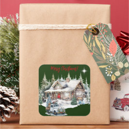 キャビン・ホリデー・カードからのメリークリスマス スクエアシール