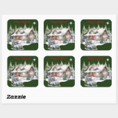 キャビン・ホリデー・カードからのメリークリスマス スクエアシール (シート)