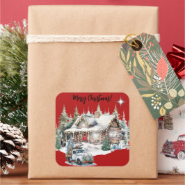 キャビン・ホリデー・カードからのメリークリスマス スクエアシール