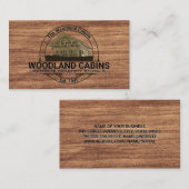 キャビン |濃い木目テクスチャ 名刺 (正面/裏面)