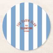 キャビン Crew オーダーメイド クレスト ブルー パーク ストライプ ラウンドペーパーコースター (正面)