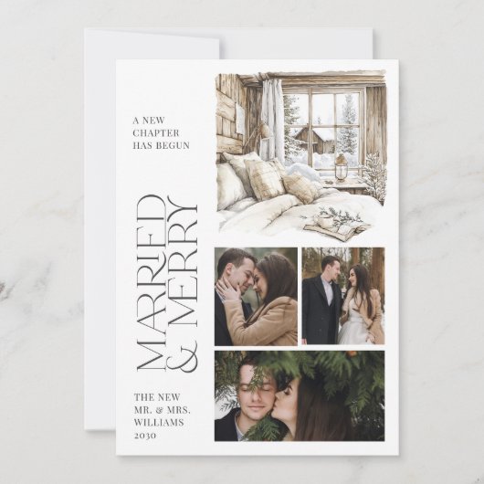 キャビ素朴ン&メリーコラージフォトホリデー シーズンカード (正面)