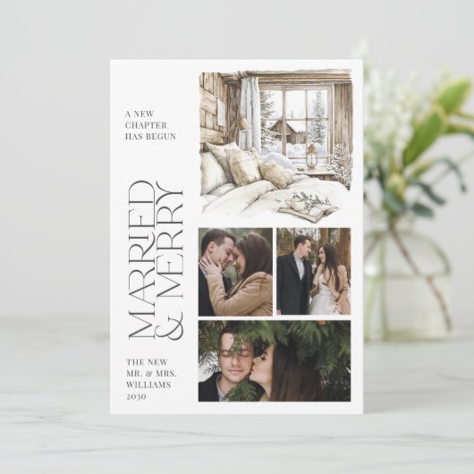 キャビ素朴ン&メリーコラージフォトホリデー シーズンカード (スタンド正面)