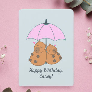 キャピおもしろいバラカップル青パン誕生日カード シーズンカード