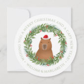 キャピおもしろいバラサンタプンセージラウンドクリスマスカード (正面)