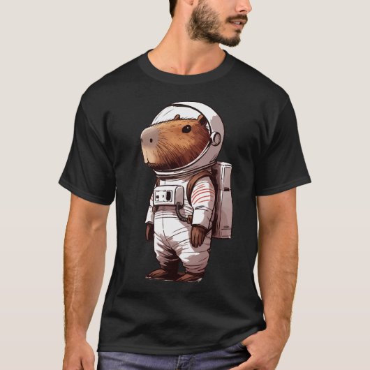 キャピおもしろいバラ宇宙飛行士宇宙 Tシャツ (正面)