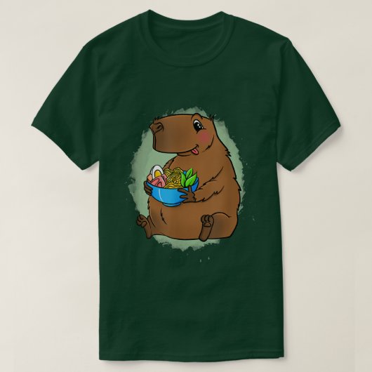 キャピおもしろいバラ食べラーメン好き Tシャツ (デザイン正面)