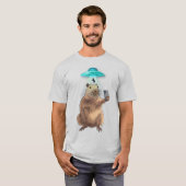 キャピおもしろいバラUFOのエイリアンで自撮る Tシャツ (正面フル)