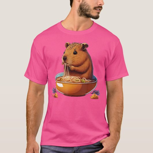 キャピおもしろいバ日本のラケイベ食べラのラーメン Tシャツ (正面)