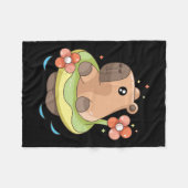 キャピキャピバラおもしろいフローティ7月の女の子のクリスマス フリースブランケット (正面(横))